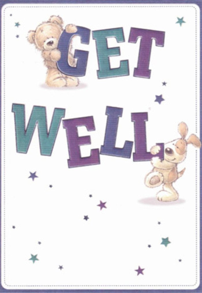 Cheerful encouragement beams from this exquisitely illustrated get well card, a favourite thoughtful gesture among Leyton locals. Two whimsical friends-a gentle, friendly bear and an eager puppy with long, velvety ears-frame the handwritten 'Get Well' messaging, their forms rendered with expressive warmth and soft, plush-like textures that nearly invite a comforting touch. The bold text, assertive in teals and violets, stands out confidently, reflecting the vibrant shopfronts of Church Road after a spring rainfall. Flickers of playful stars, in hues of blue, purple, and white, dance lightly across the card's creamy, luminous backdrop, conjuring the same sense of hope felt during a stroll through Leyton Jubilee Park when wildflowers are in bloom. There's a soothing, nurturing quality to every element, from the gentle curve of the bear's paw atop the lettering to the puppy's lively posture, echoing the same care Leyton Florist applies when arranging a bouquet for someone in need of encouragement. The overall effect is tactile and nurturing-a visual embrace for anyone feeling under the weather. Paired with fresh, fragrant florals delivered within Leyton, this card transforms a simple get well wish into a deeply personal moment of shared kindness, perfect for supporting a loved one on their journey to recovery.